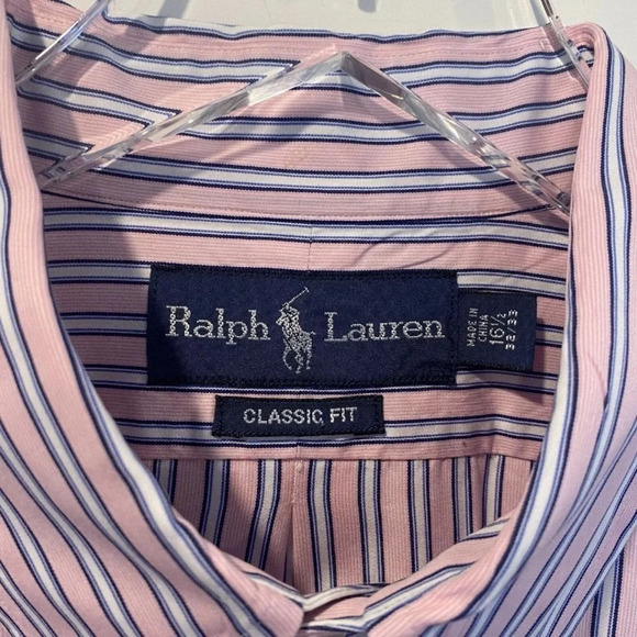 Polo Ralph‎ Lauren Striped Button Up Dress Shirt Pony Mens 16.5 Large - Picture 4 of 5